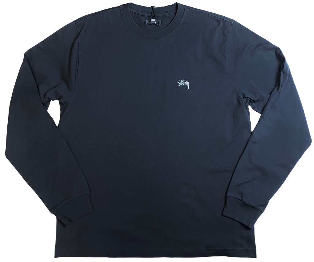 Stussy Mens Stock Logo Long Sleeve Crew Neck Shirt - Black - [1140242]