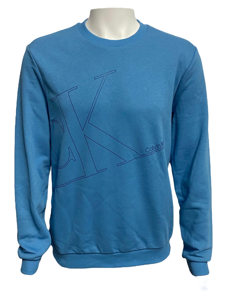 Calvin Klein Mens Graphic Monogram Crew Sweater - Black / Blue - [40KC424]  in 2023