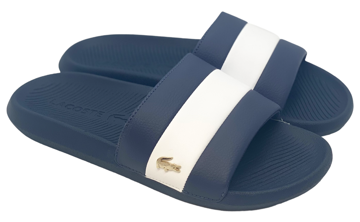 Lacoste croco sliders discount navy with gold croc