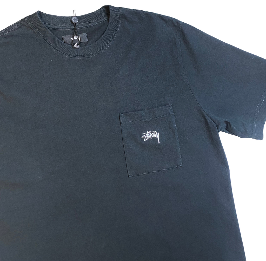 Stussy Mens Stock Logo Short Sleeve Pocket Crew Neck T-Shirt - [1140271]