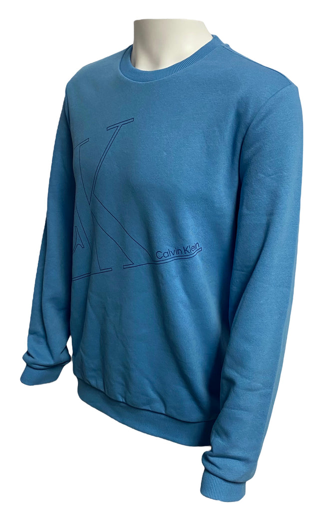 Calvin Klein Mens Graphic Monogram Crew Sweater - Black / Blue - [40KC424]