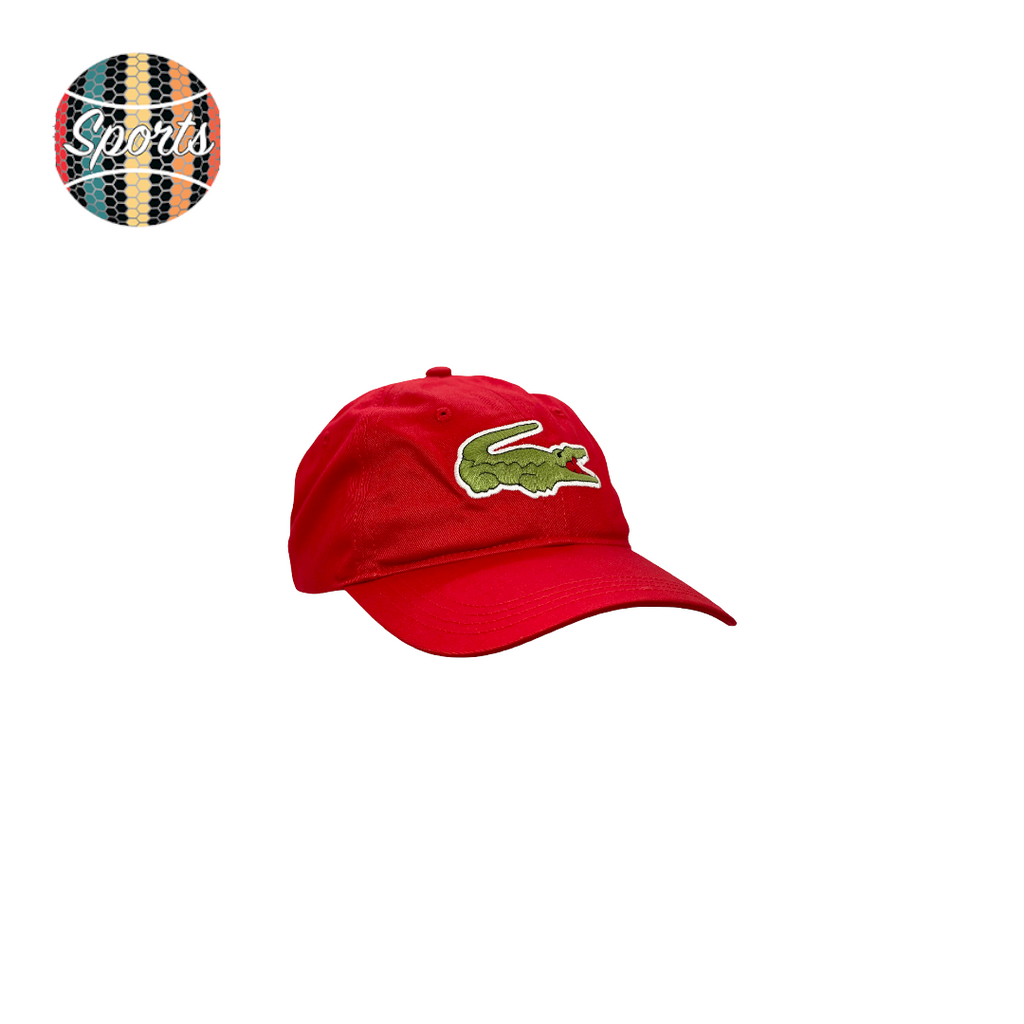 Lacoste Mens Contrast Cap and Oversized Crocodile Cotton Cap - Red - RK4711-51-240