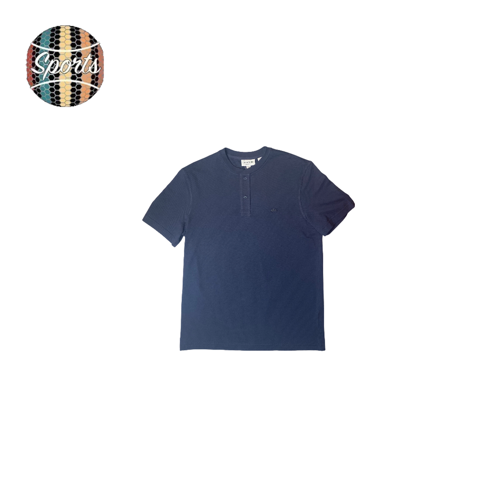 Lacoste Mens Henley Waffle Stitch Regular Fit T-Shirt - Dark Navy -TH3234-51-MXQ