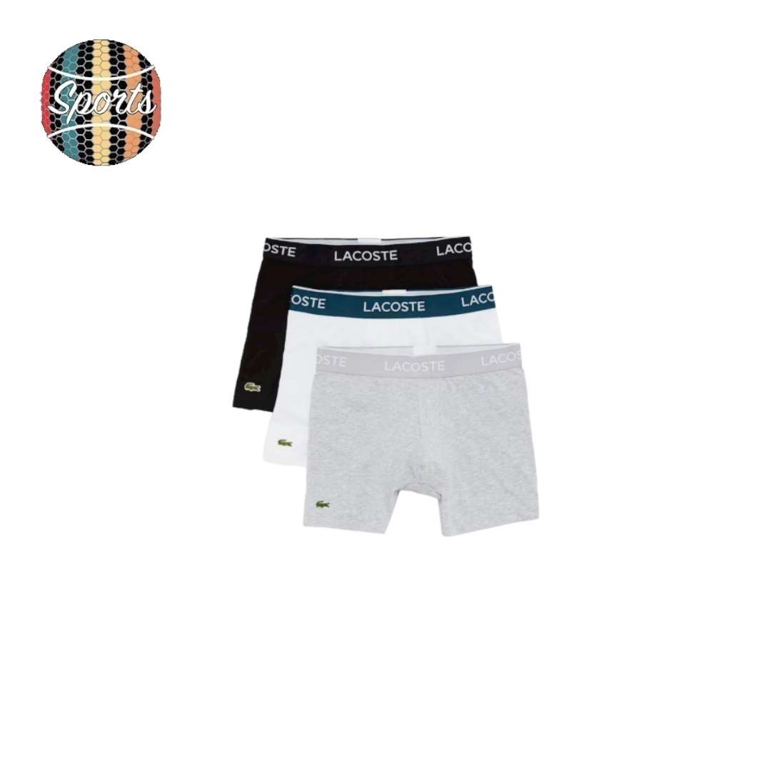 Lacoste Men's Colours 3 Pack Cotton Stretch Boxer Briefs, Black/Grey/White,  S price in UAE,  UAE