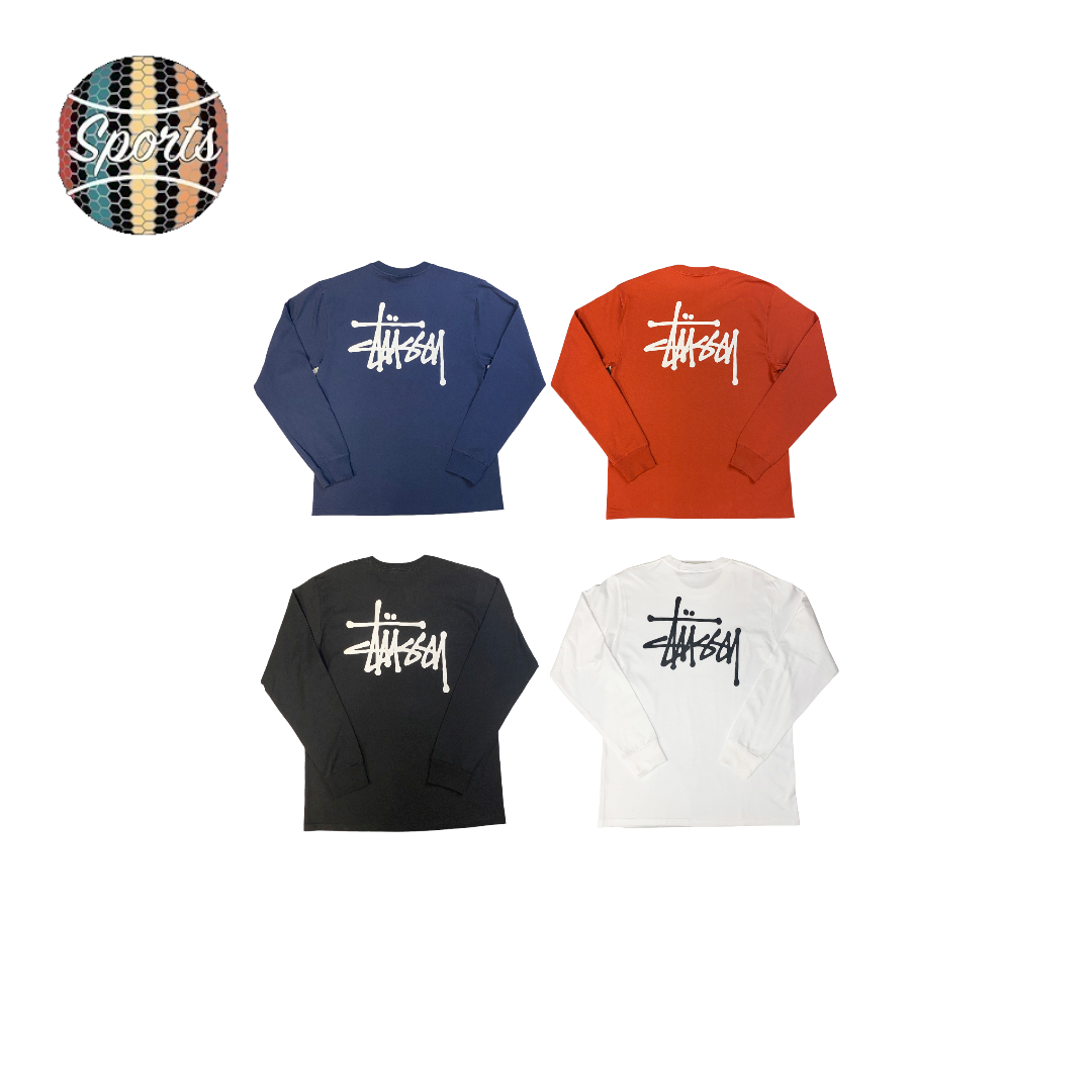 Stussy Mens Basic Long Sleeve T-Shirt - Black / White / Navy