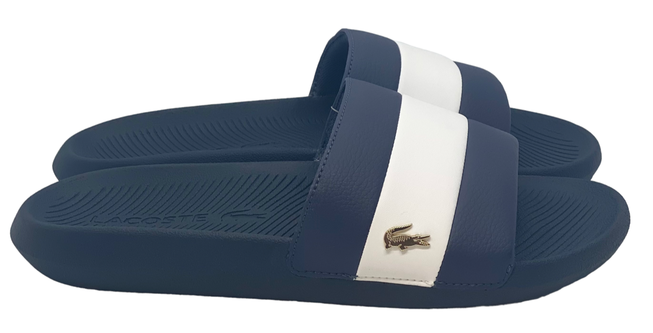 MENS LACOSTE CROC SLIDE WATER-RESISTANT SANDAL, NAVY BLUE - SIZE 9 Mens Lacoste Slides Sandals Lacoste Croco Slides - Navy Blue  main image 3