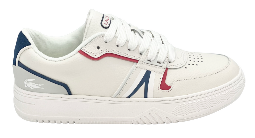 Lacoste Mens L001 Leather Shoes - White / Navy / Red - [7-42SMA0092407]
