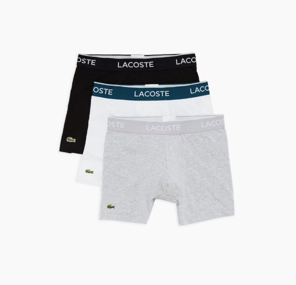 Lacoste Mens Long Stretch Cotton Boxer Briefs - *3 Pack* - LARGE - 6H3420-51-NUA