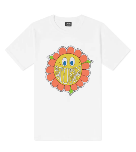 Stussy Mens Happy Flower T-Shirt - Black / White - [1904708]